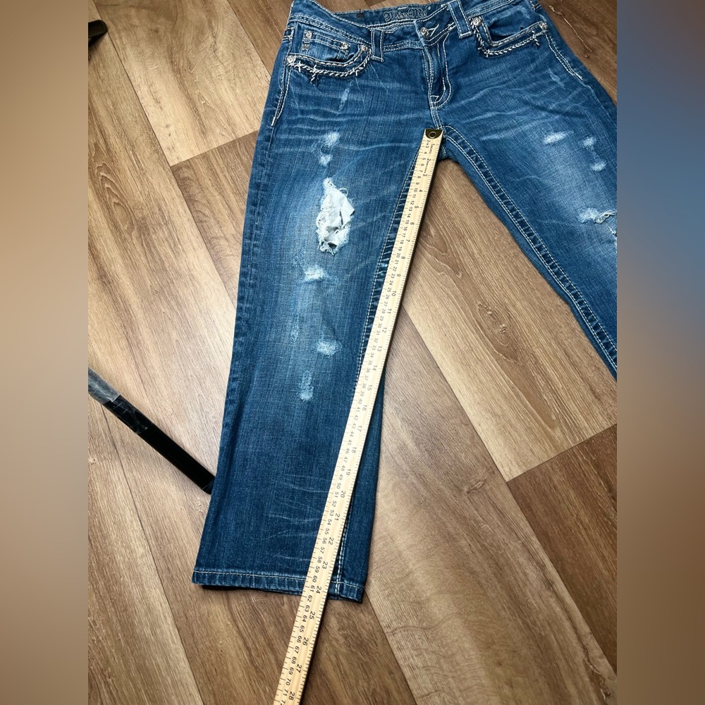 Vintage y2k women's lowrise Miss Me JE5835C Cropped blue denim capris jeans sz29 - Picture 6 of 8